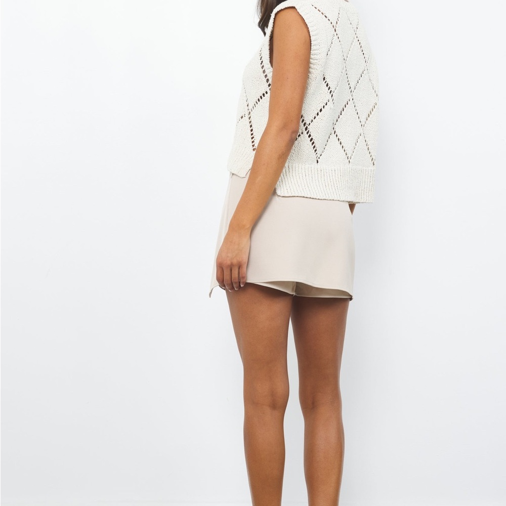 Cream Tailored High-Waisted Skorts